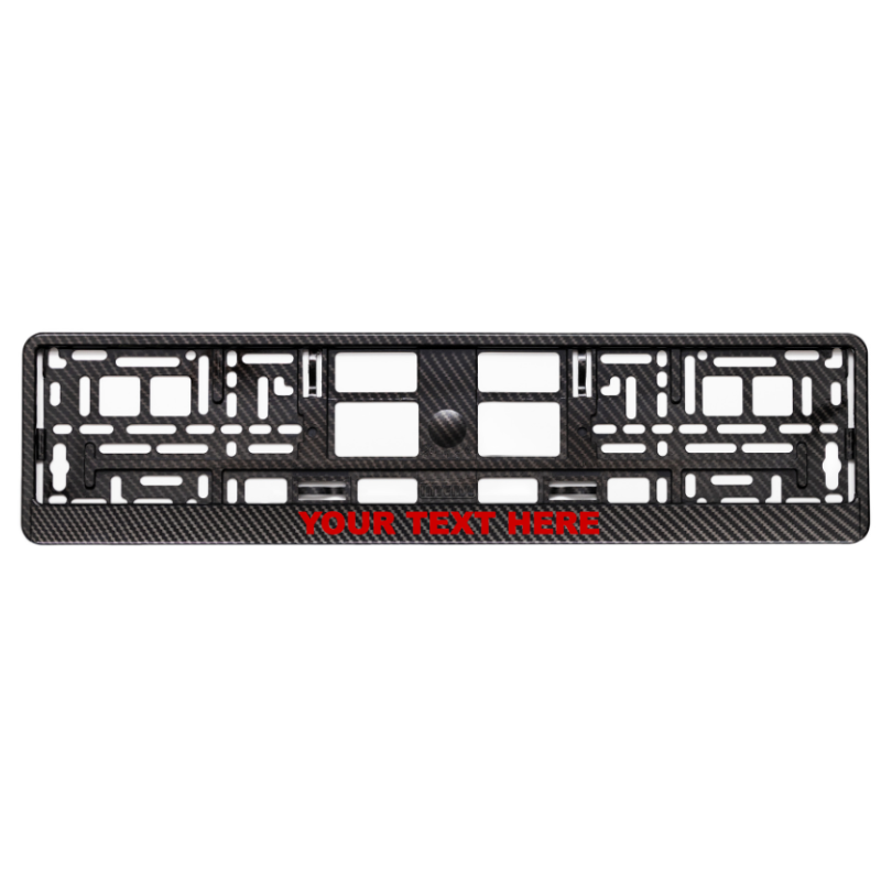 Custom Carbon Style License Plate Frame with own text and color or logo