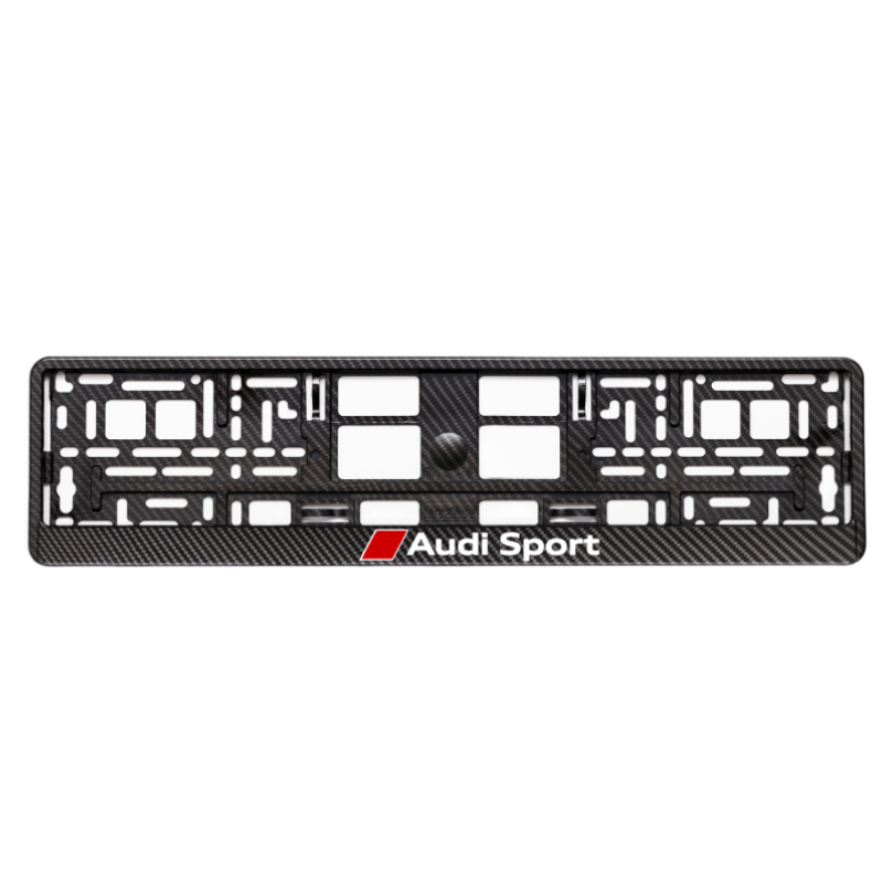 Carbon Style License Plate Frame with Audi sport white logo