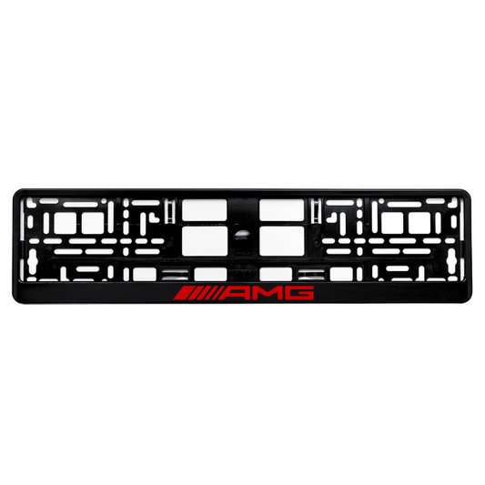 gloss black license plate frame amg logo red