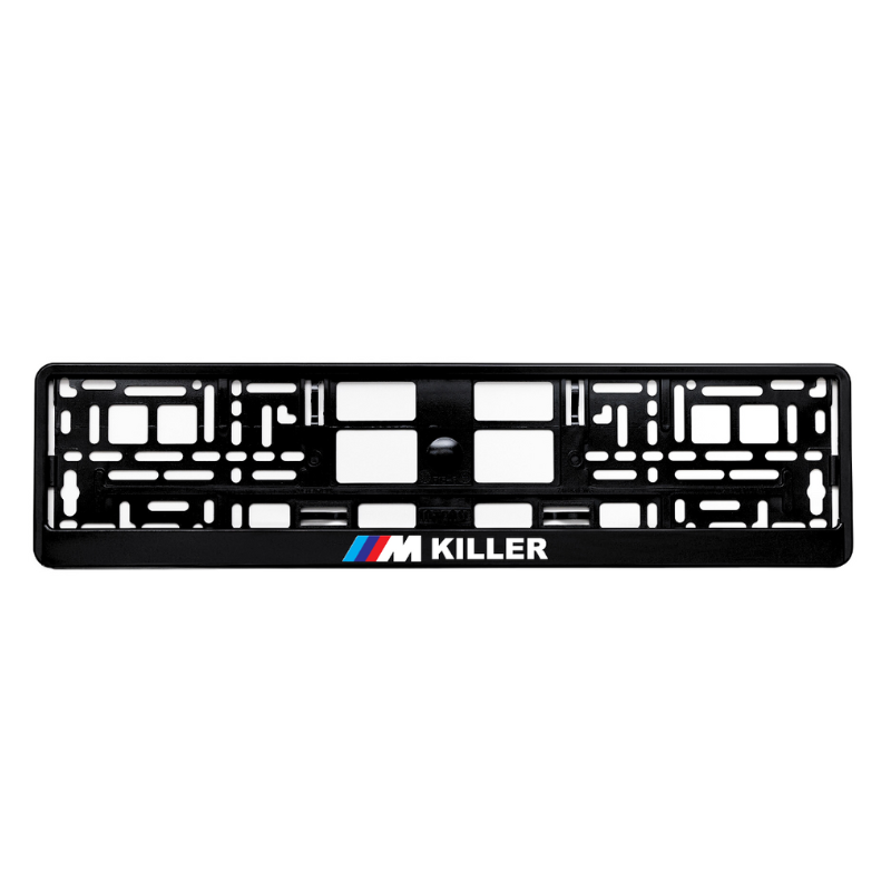 gloss black license plate frame M killer white