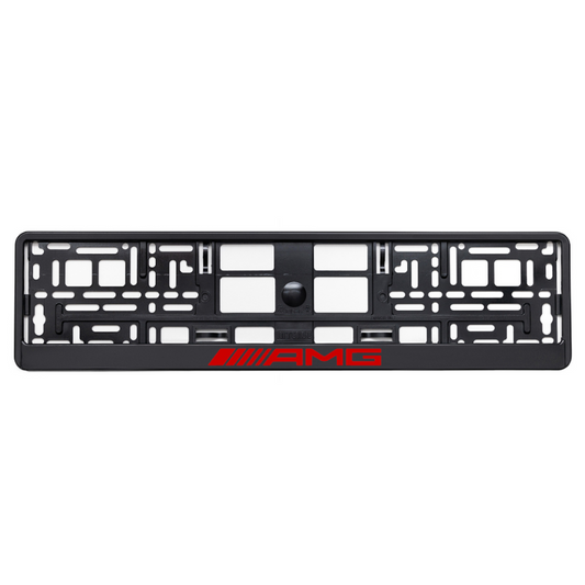 basic black license plate frame amg logo red