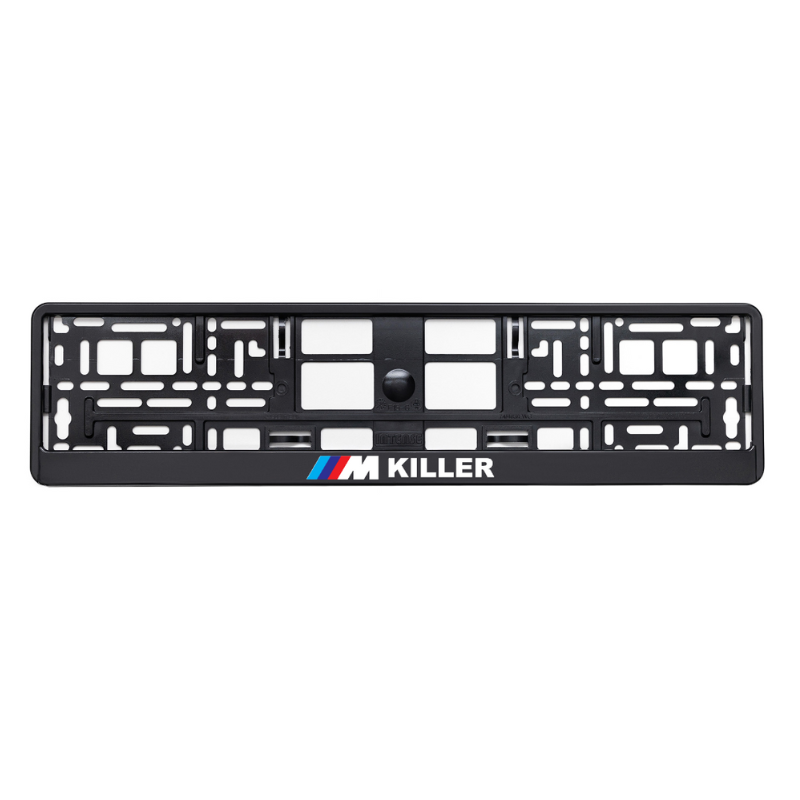 basic black license plate frame m killer white