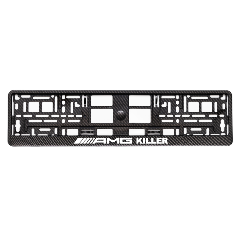 carbon style license plate frame amg killer white