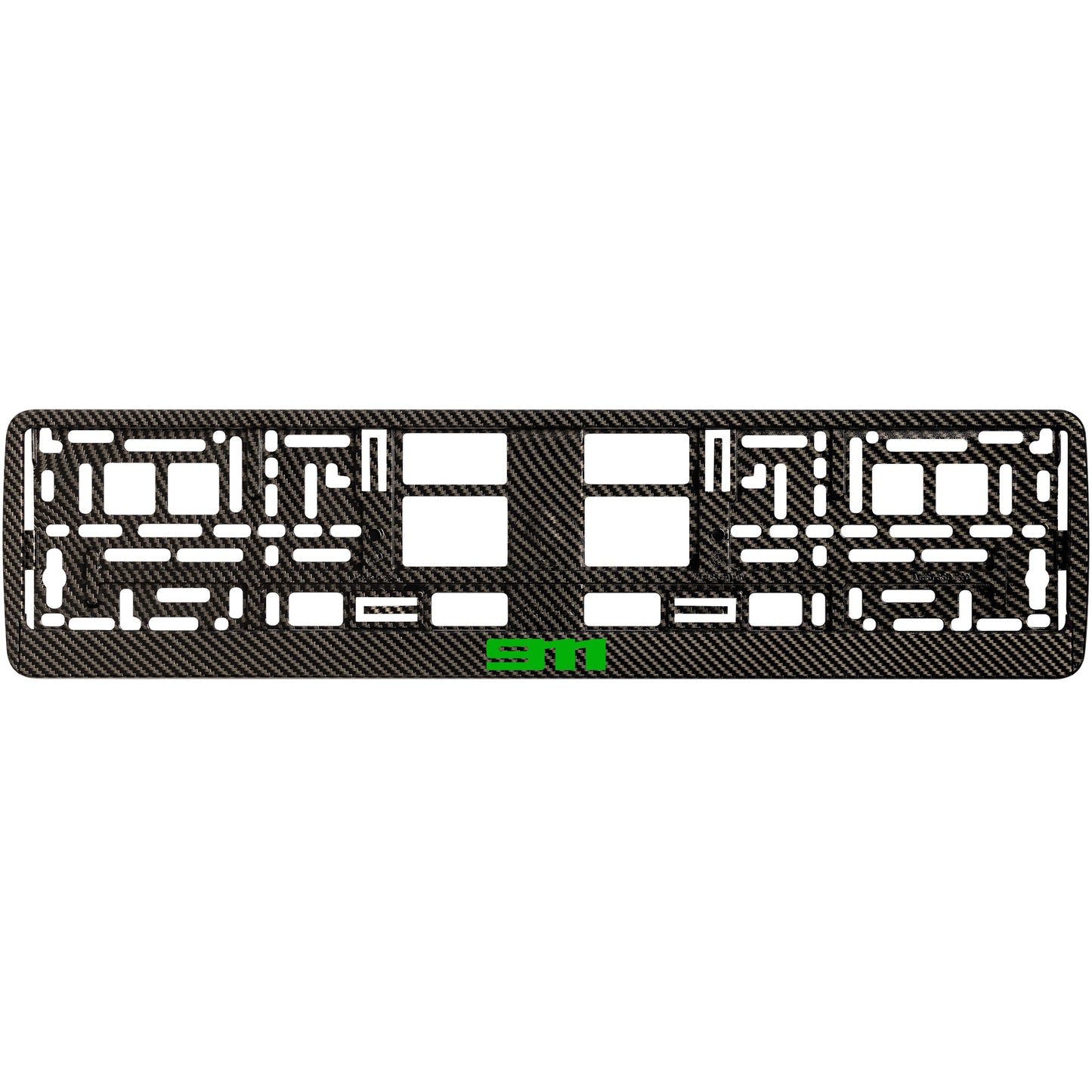 
        Carbon style license plate frame with green 911 logo
     