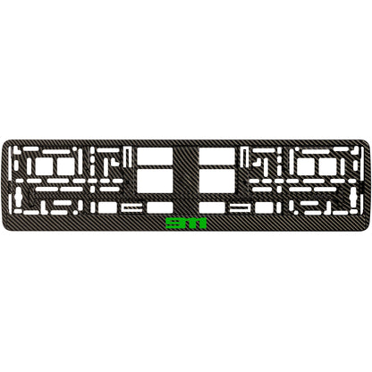 Carbon style license plate frame with green 911 logo