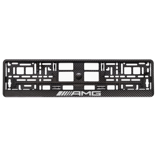 Carbon Style License Plate Frame with AMG logo silver