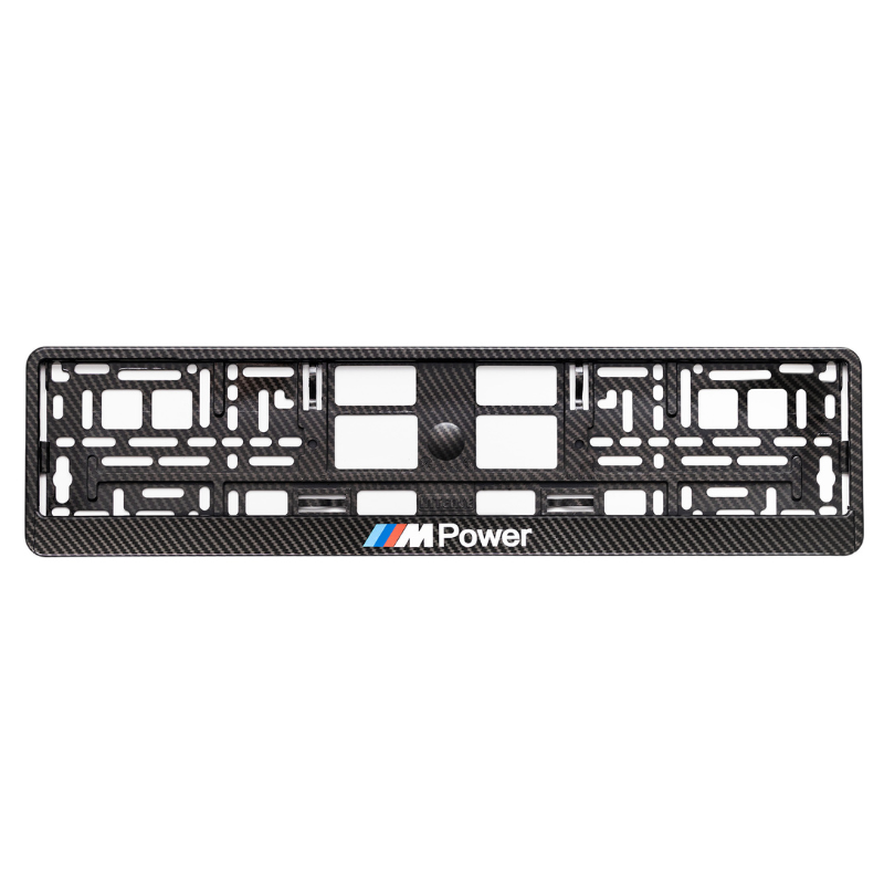 
        carbon style license plate frame m power
     