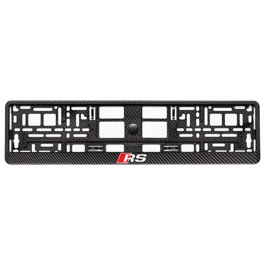 Carbon Style License Plate Frame with Audi RS Logo