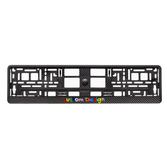 Custom Carbon Style License Plate Frame with own text and color or logo