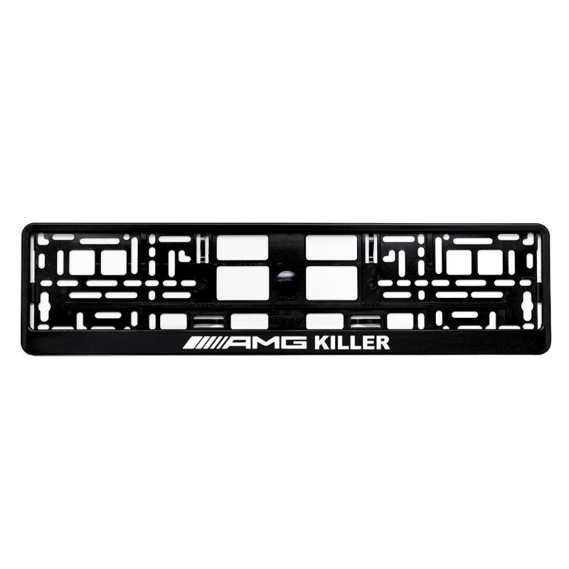 
        gloss black license plate frame amg killer white
     