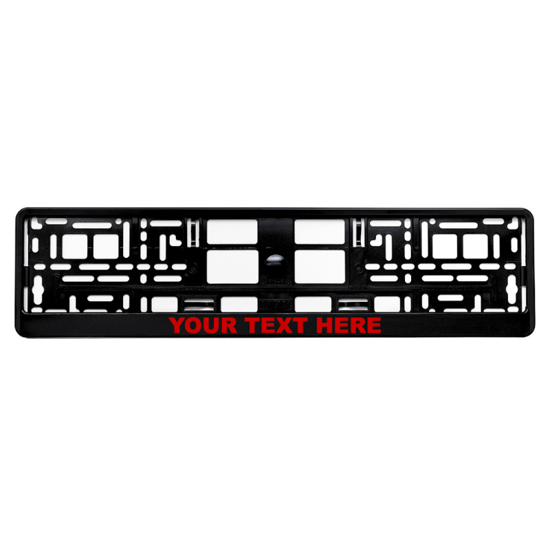 custom gloss black license plate frame text and color