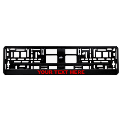 custom gloss black license plate frame text and color