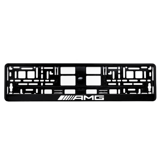 gloss black license plate frame amg logo white