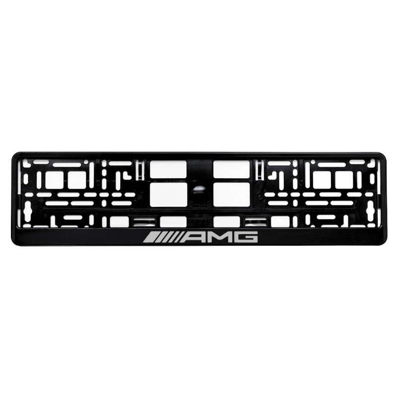 
        gloss black license plate frame amg logo silver
     