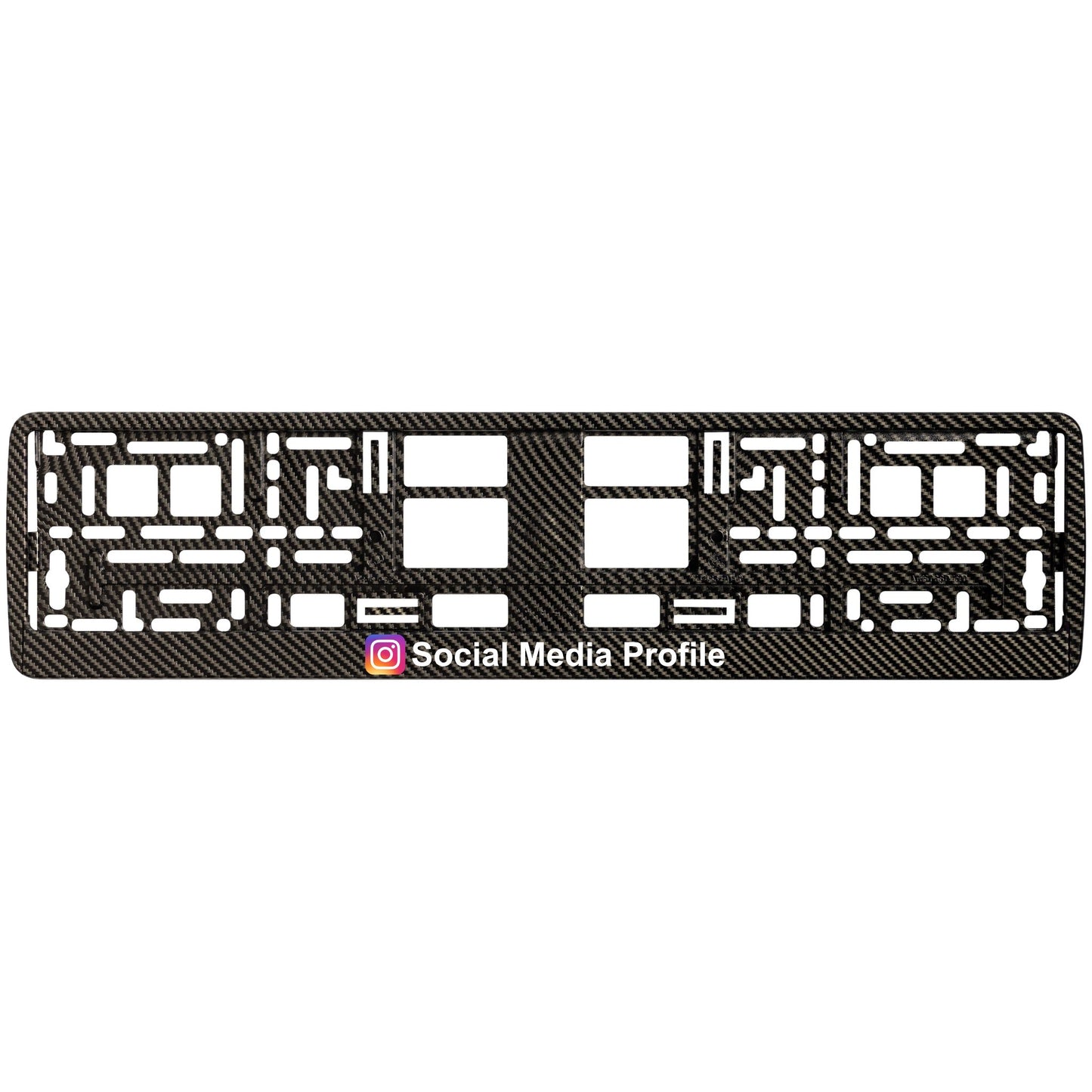 
        custom carbon license plate frame with social media
     