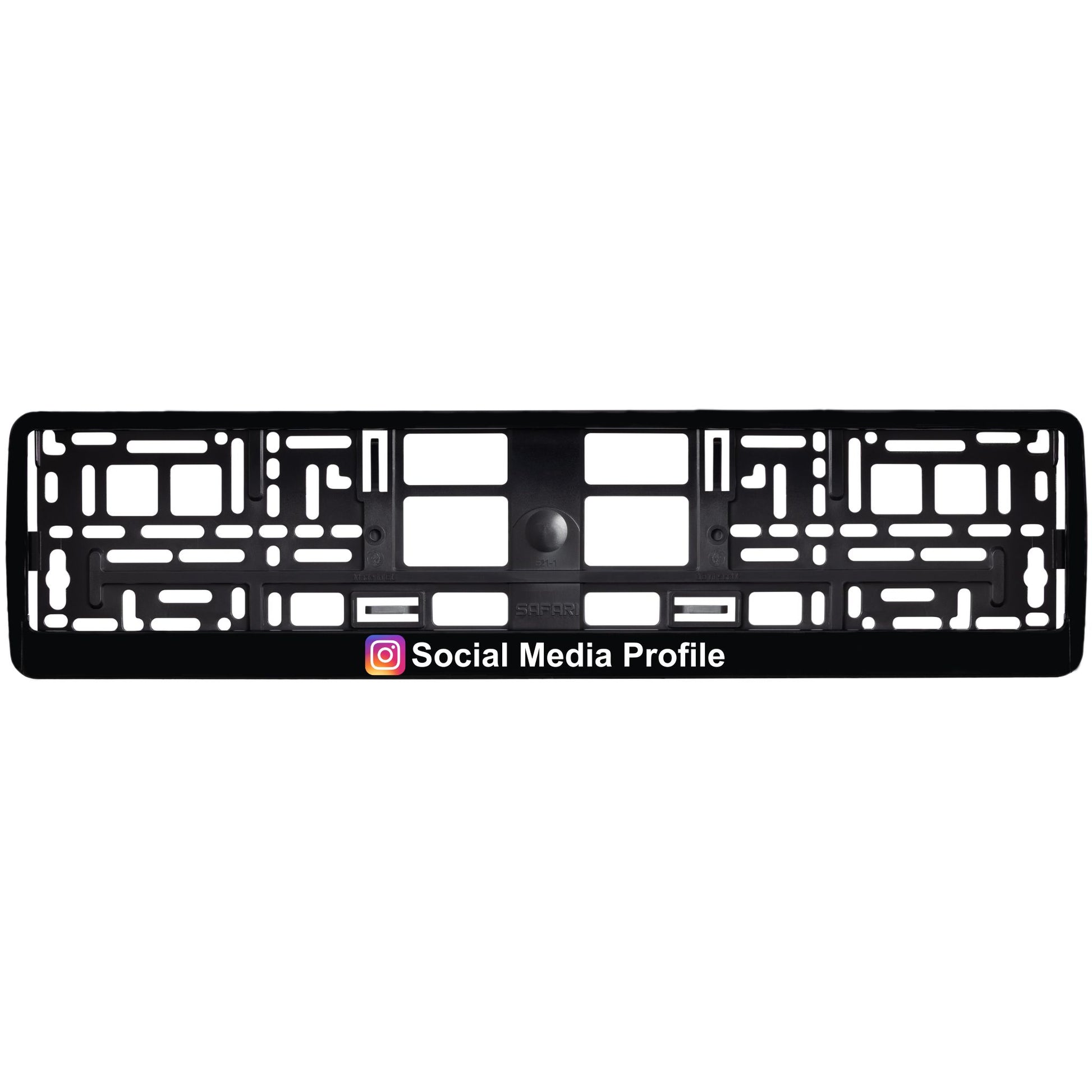 custom gloss black license plate frame with social media
