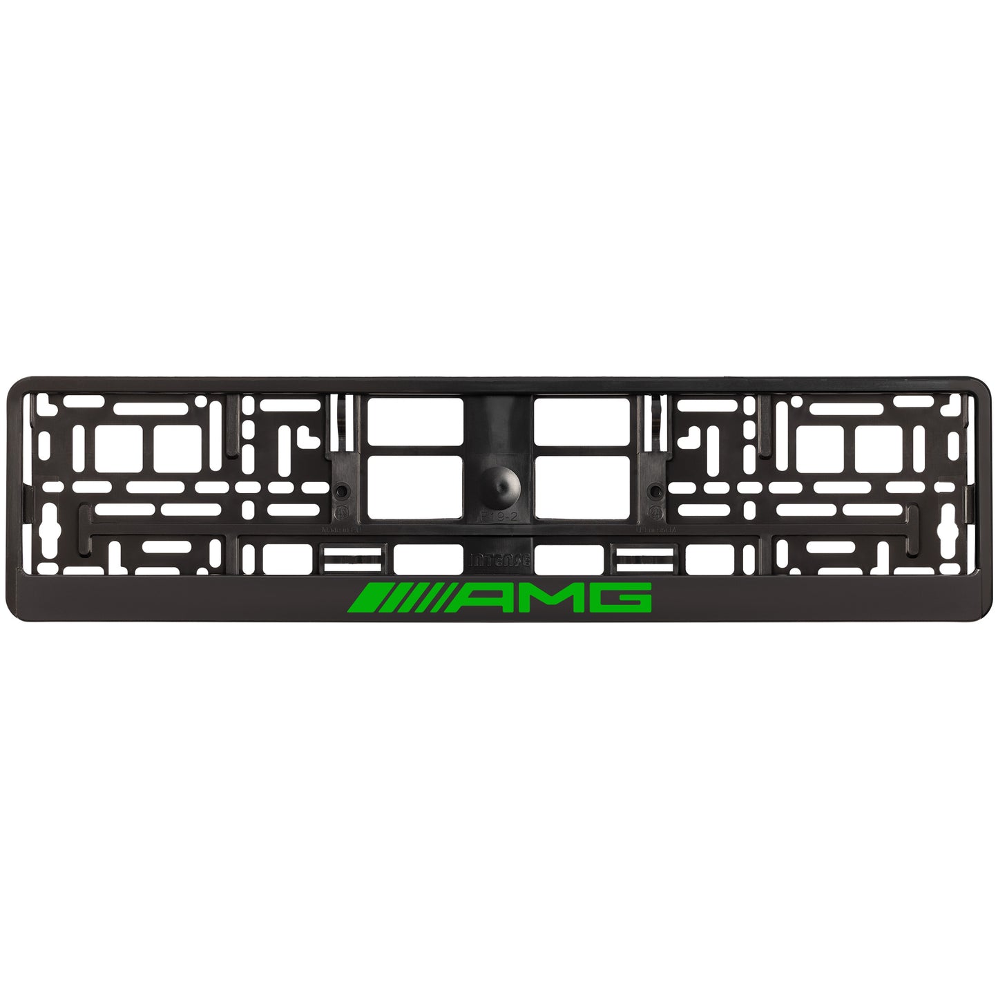 
        Black license plate frame with green AMG logo
     