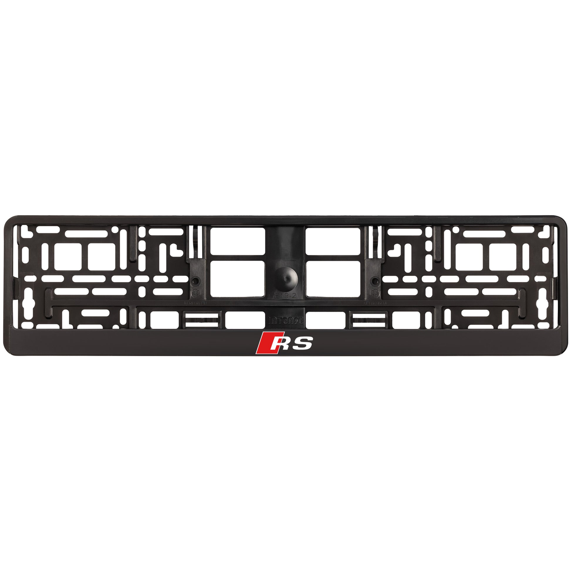 black license plate frame with audi rs logo