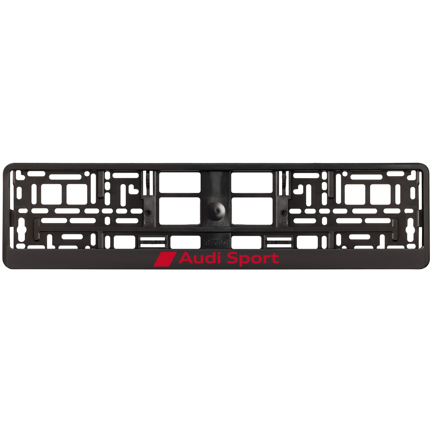 
        Black license plate frame with 'Audi sport' red logo
     