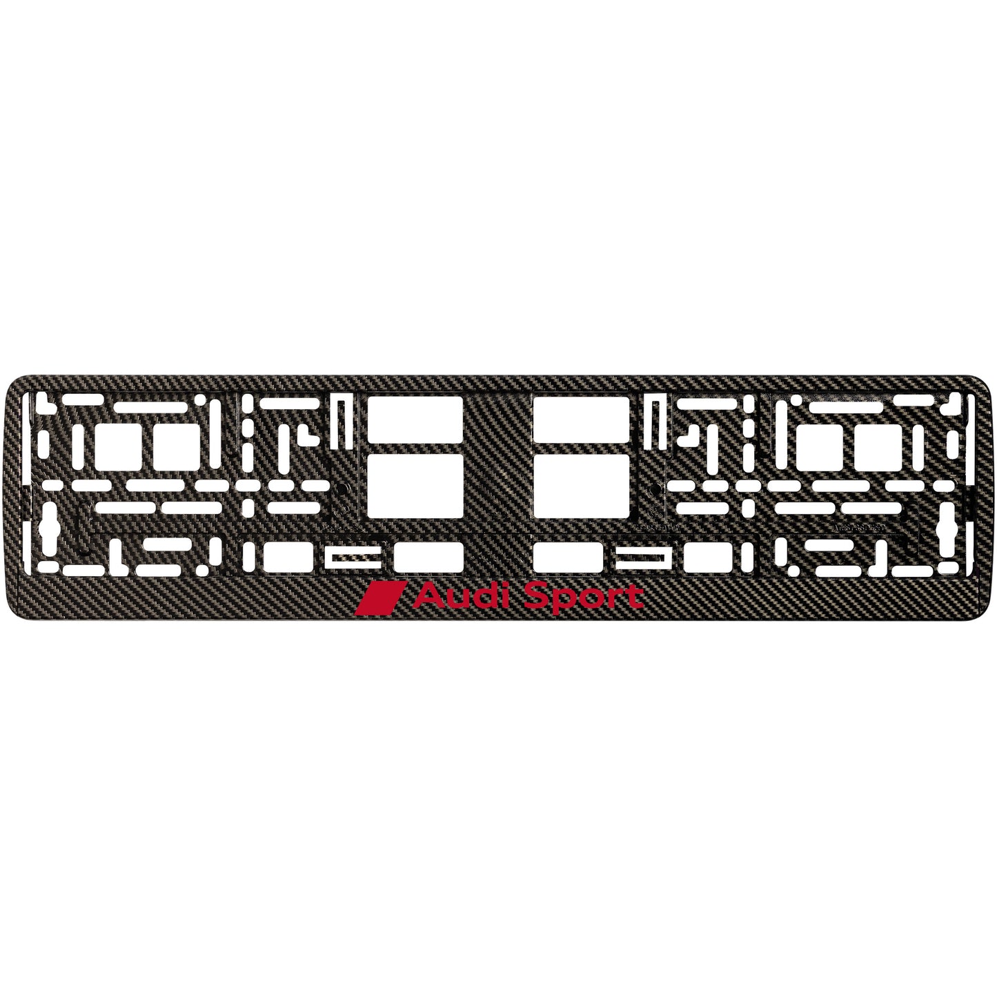 
        carbon license plate frame with audi sport red logo
     