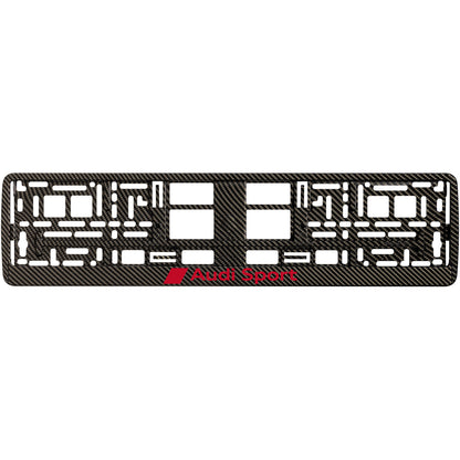 carbon license plate frame with audi sport red logo