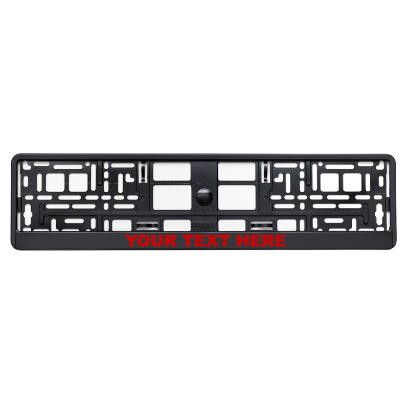 custom text and color basic black license plate frame