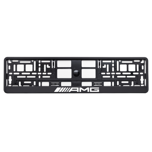 basic black license plate frame amg logo white