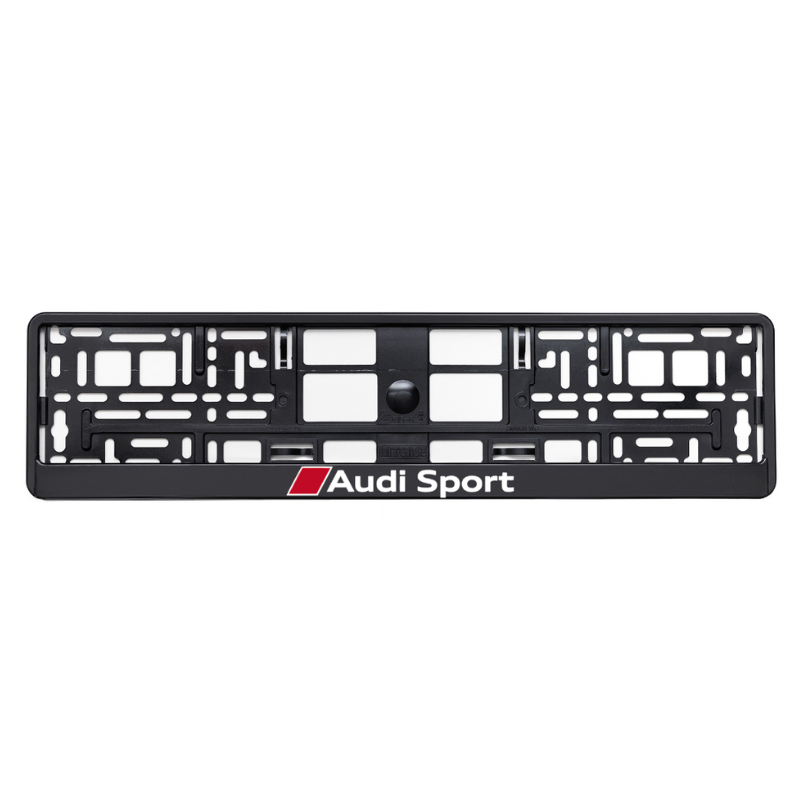 
        basic black license plate frame audi sport white
     