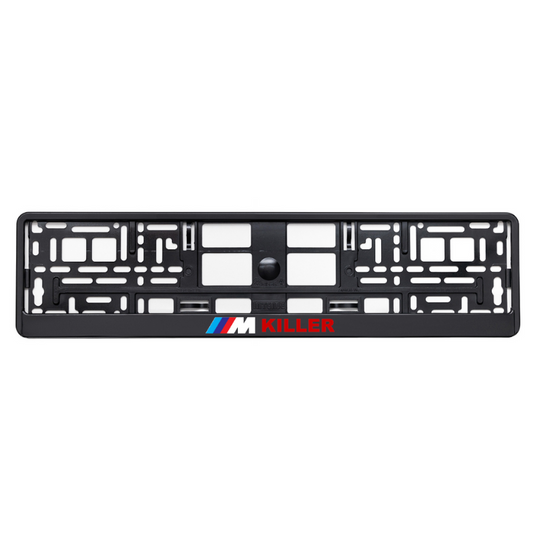 basic black license plate frame m killer red
