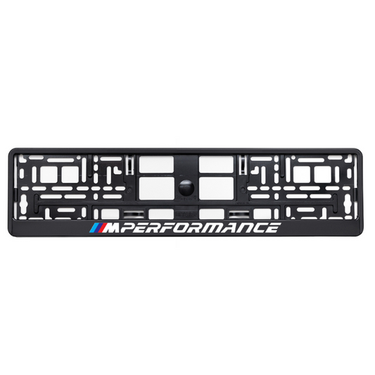 Black license plate frame with M Performance logo