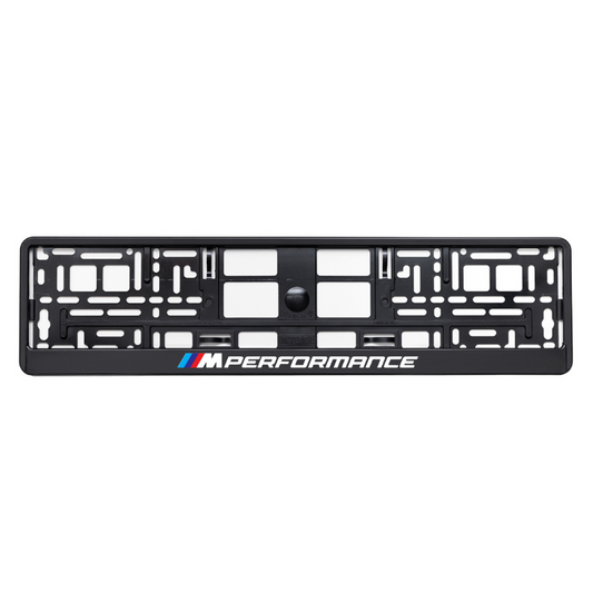 Black license plate frame with M Performance logo