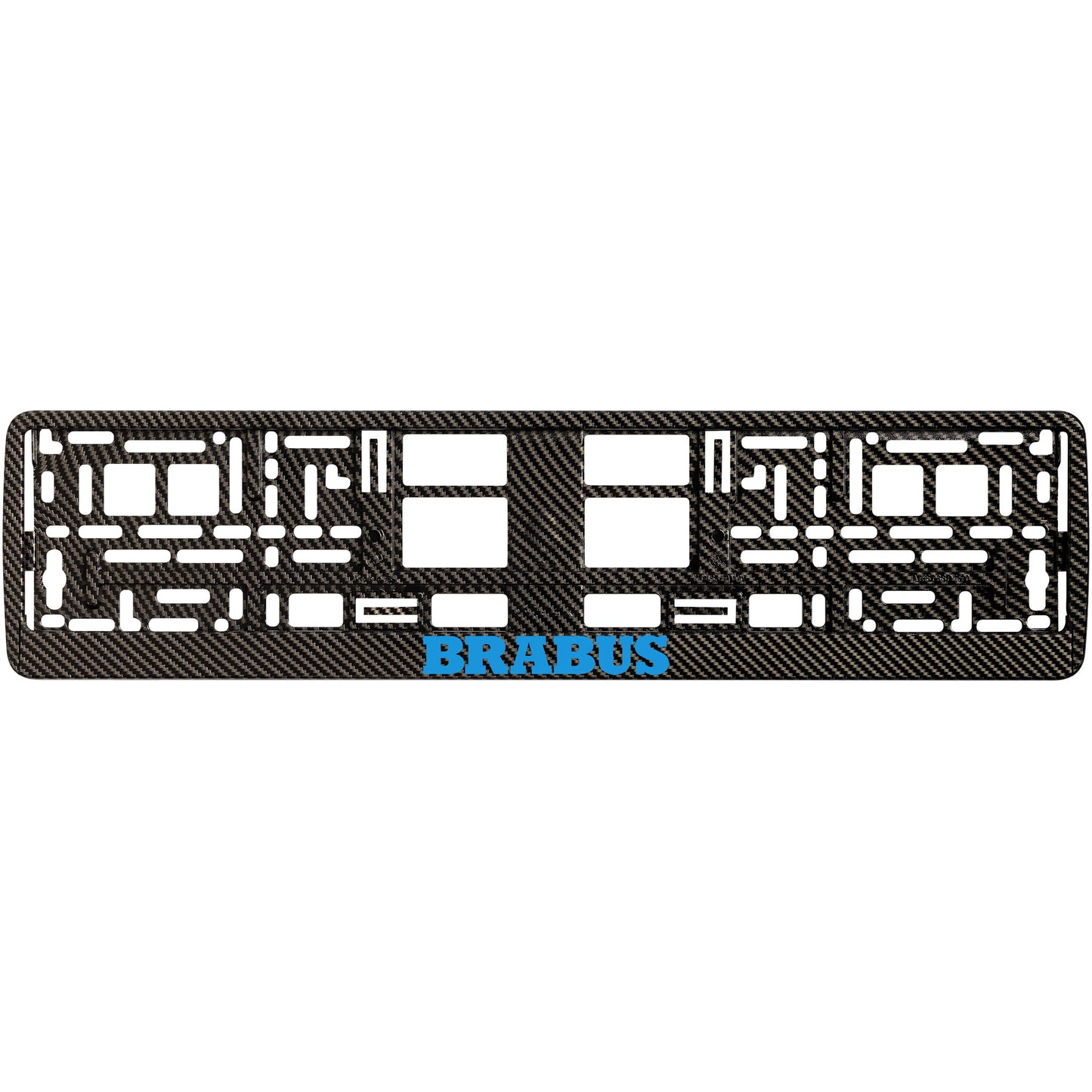 
        carbon license plate frame blue cyan brabus logo
     