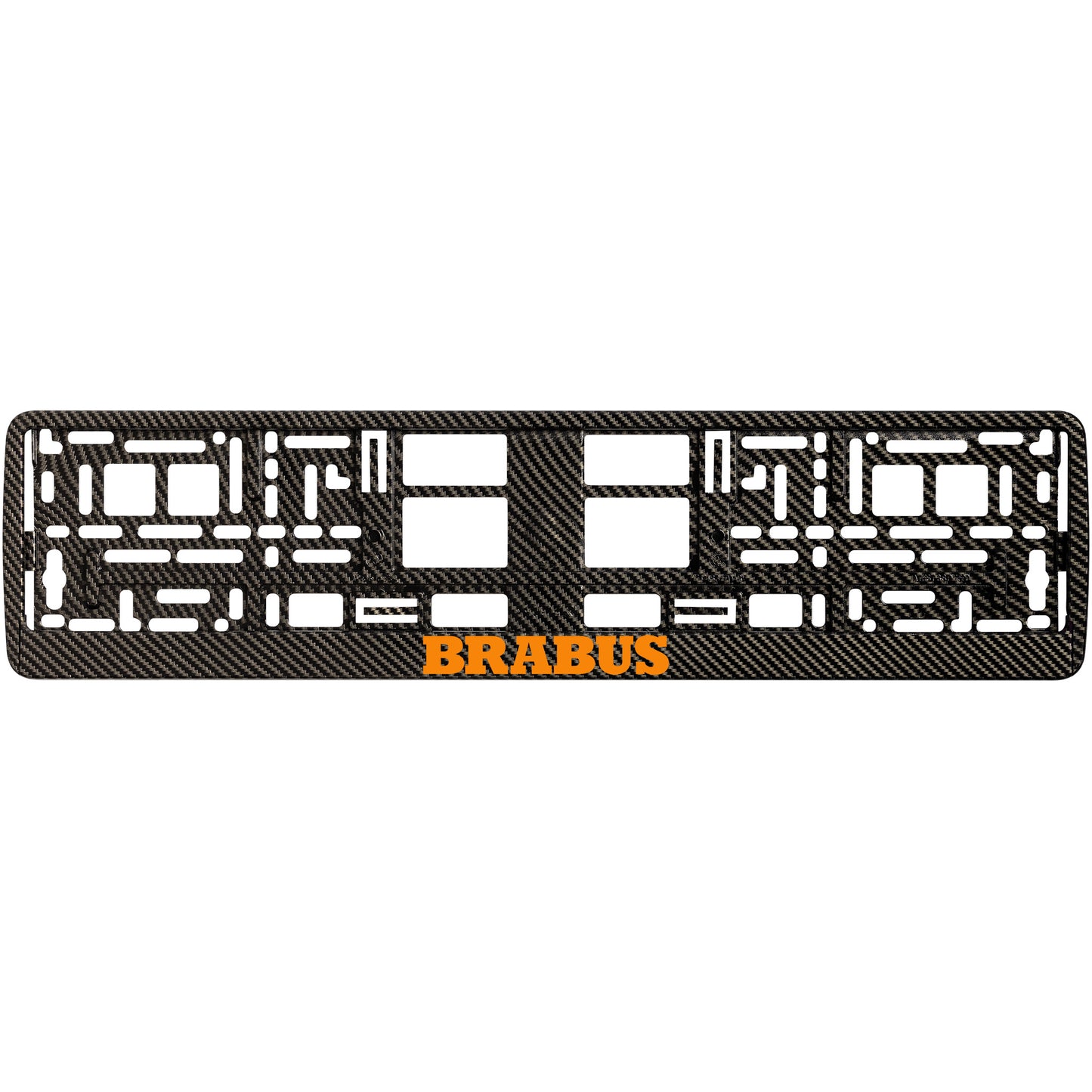 
        carbon license plate frame orange  brabus logo
     
