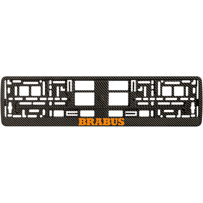 carbon license plate frame orange  brabus logo