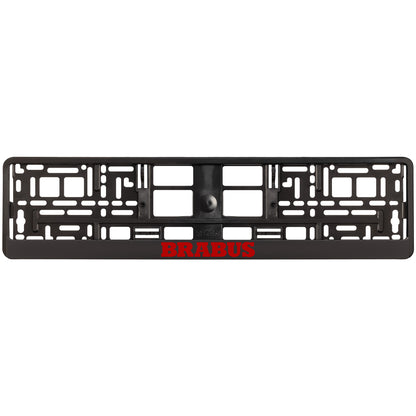 black license plate frame red brabus logo