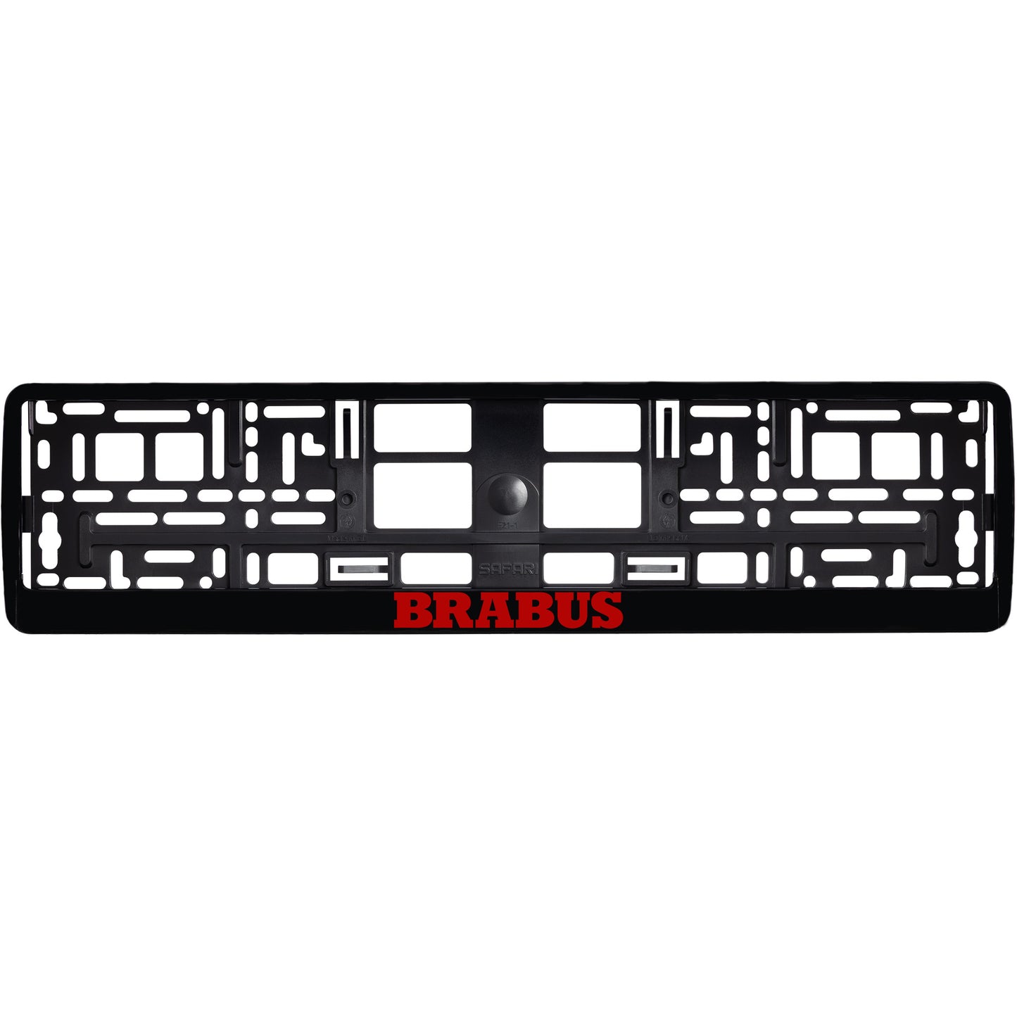
        gloss black license plate frame red brabus logo
     
