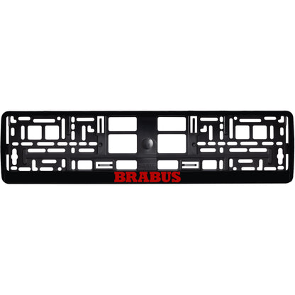 gloss black license plate frame red brabus logo
