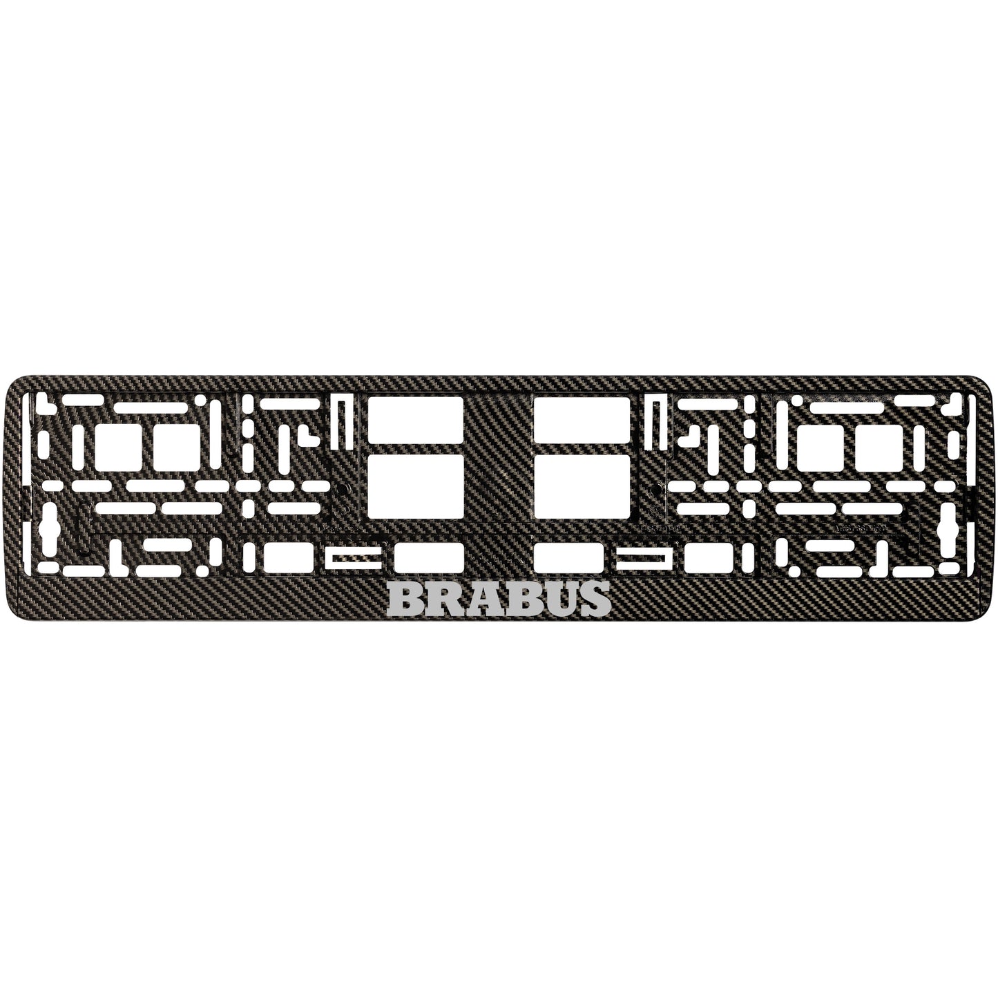 
        carbon license plate frame silver brabus logo
     