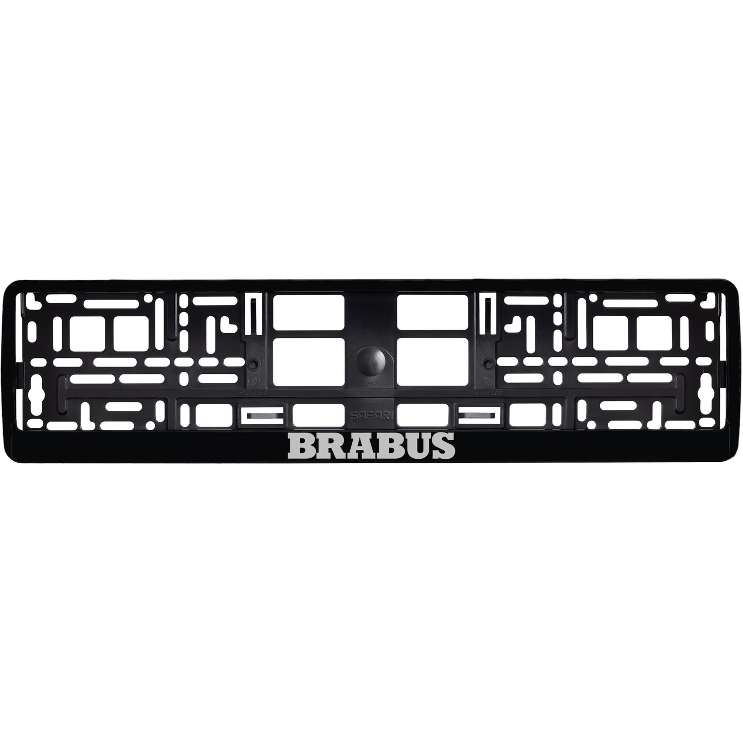 
        gloss black license plate frame silver brabus logo
     