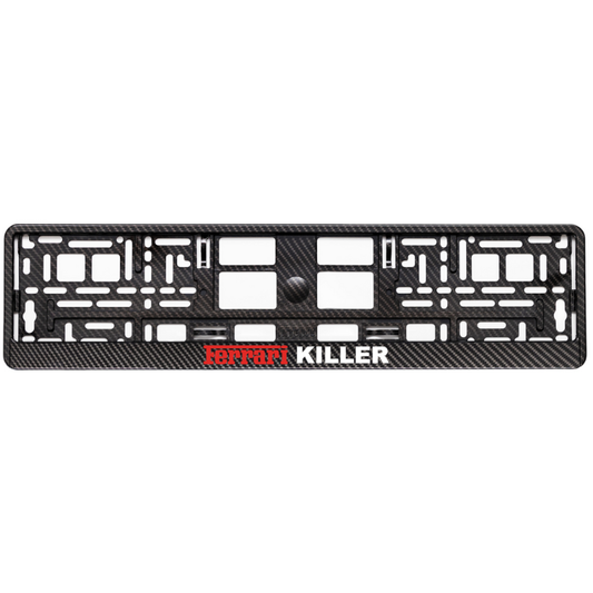 carbon license plate frame with ferrari killer logo