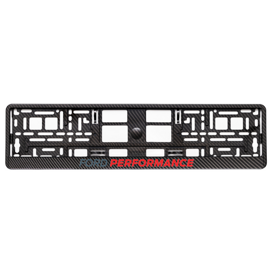 Carbon Style License Plate Frame with ford performance red