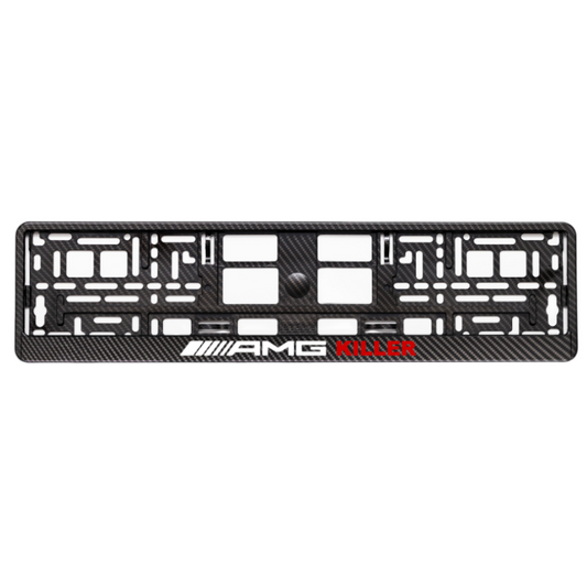 carbon style license plate frame amg killer red