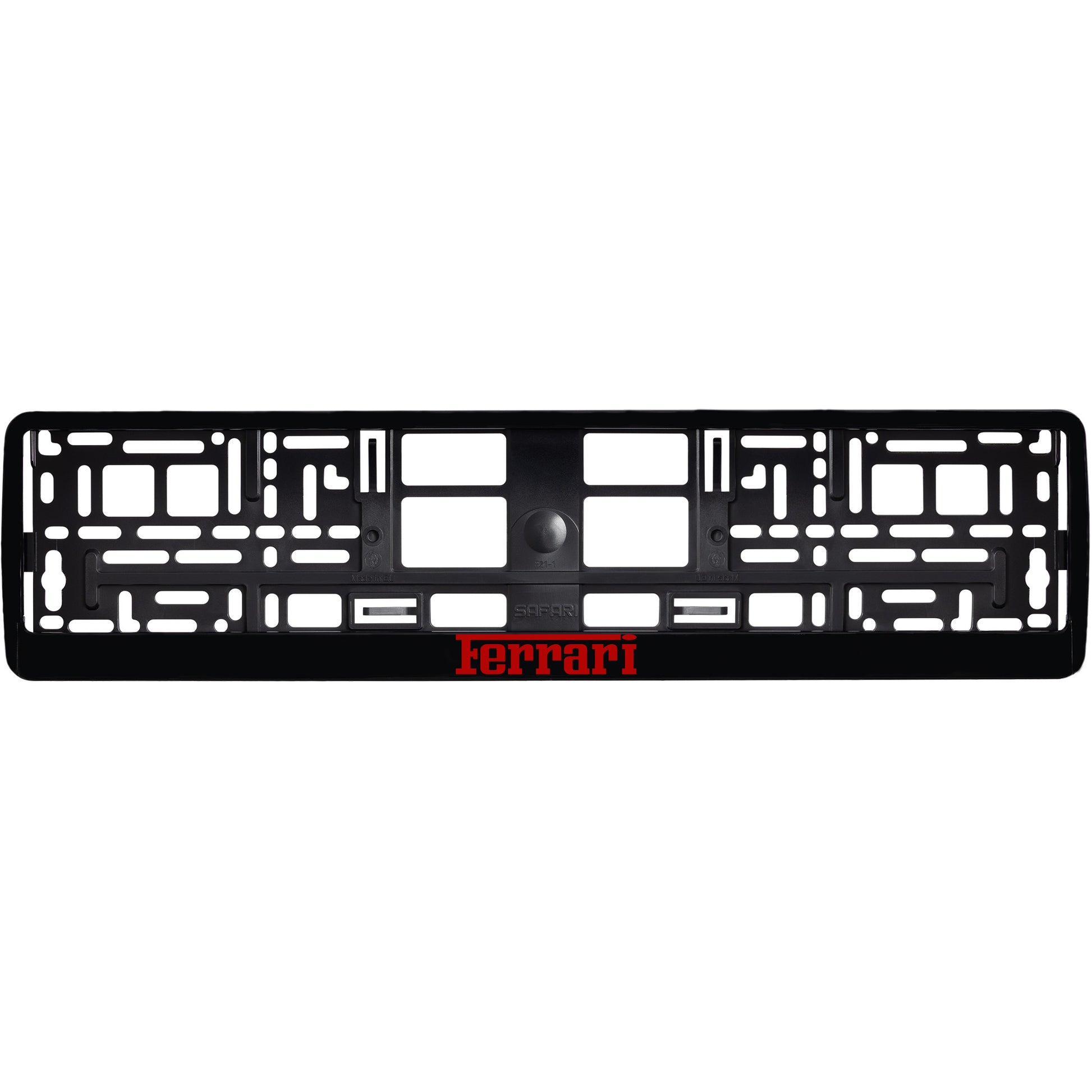 gloss black license plate frame with red ferrari logo