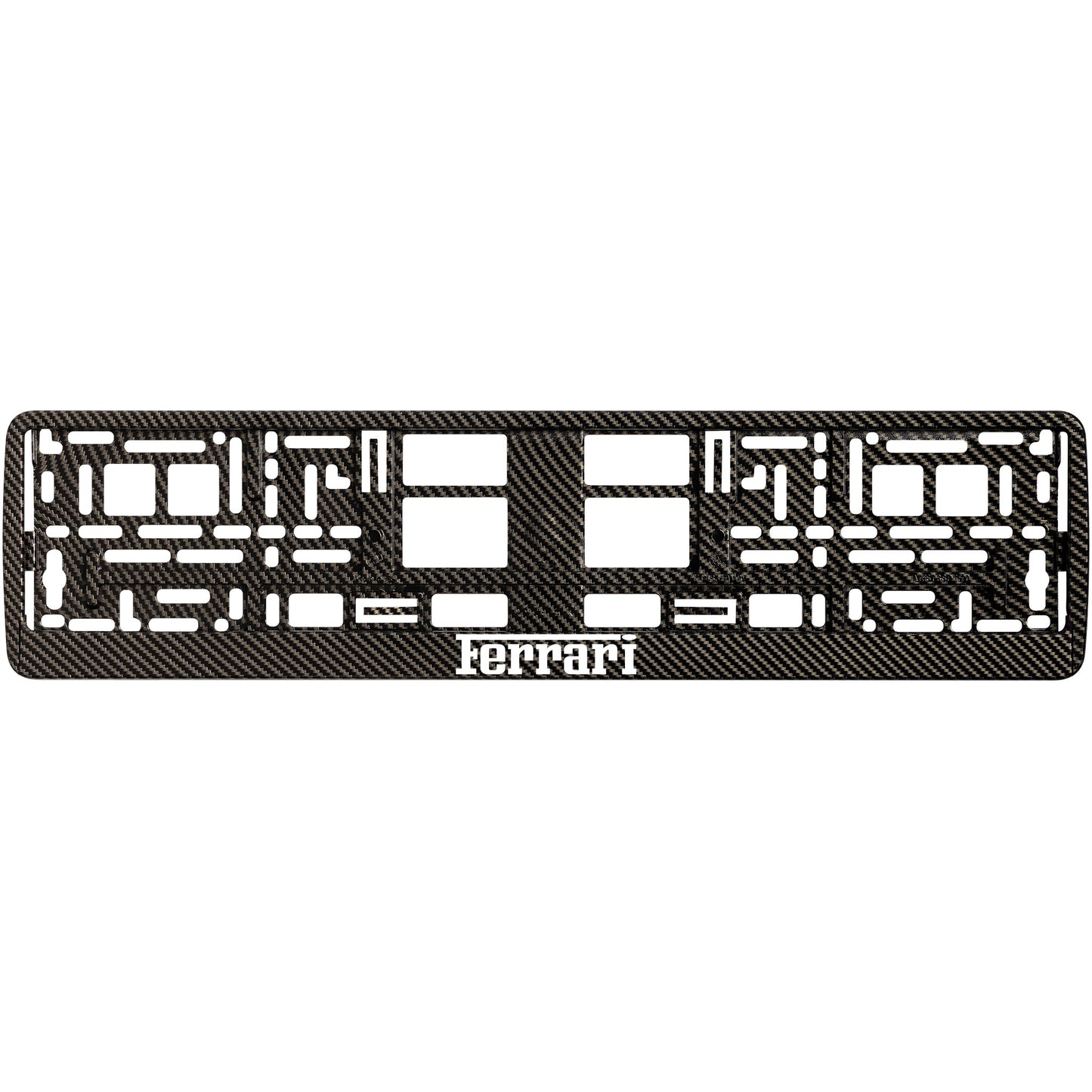 
        carbon license plate frame with white ferrari logo
     