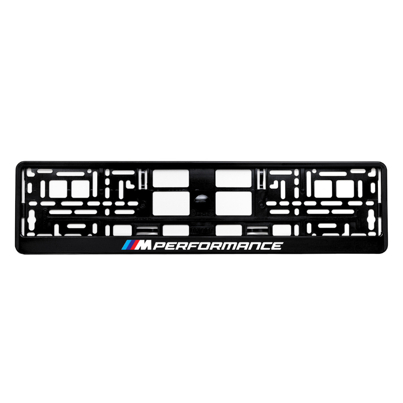 
        Gloss Black license plate frame with M Performance logo
     