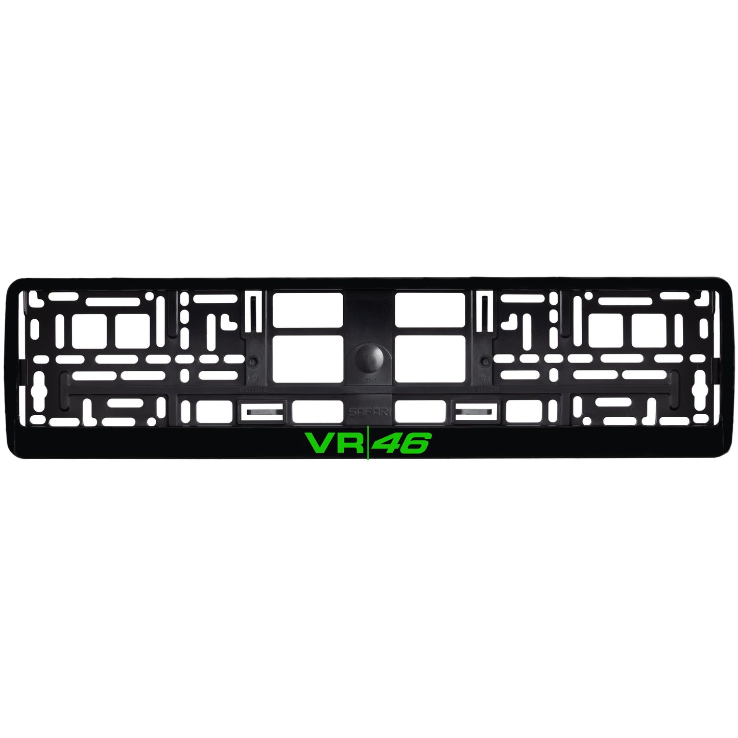 
        custom gloss black license plate frame with logo
     