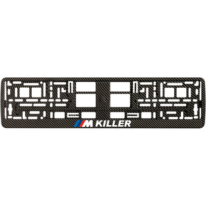carbon license plate frame with m killer white text