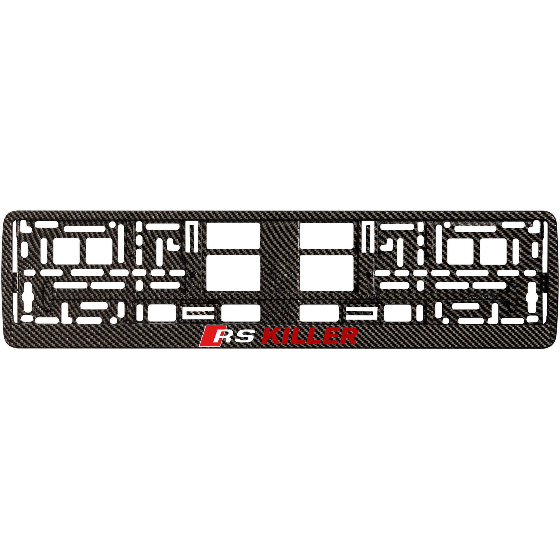carbon license plate frame with red rs killer logo