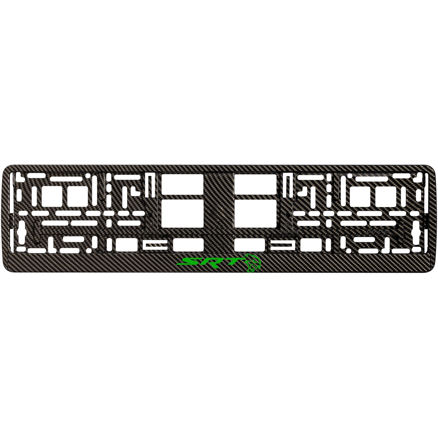 
        carbon license plate frame with green hellcat logo
     