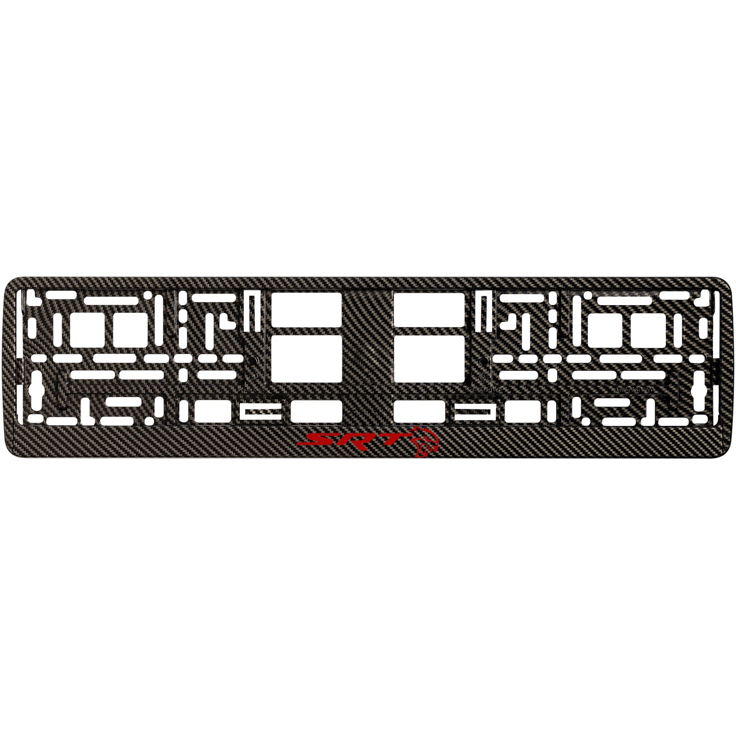 
        carbon license plate frame with red hellcat logo
     